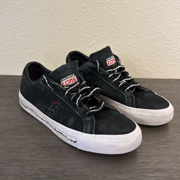 Converse One Star Pro Roses A01579C Black Red Suede Skateboard size 5.5 mens - Picture 10 of 11